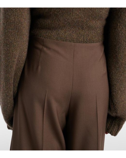Khaite Brown Walter Cropped Virgin Wool Flared Pants