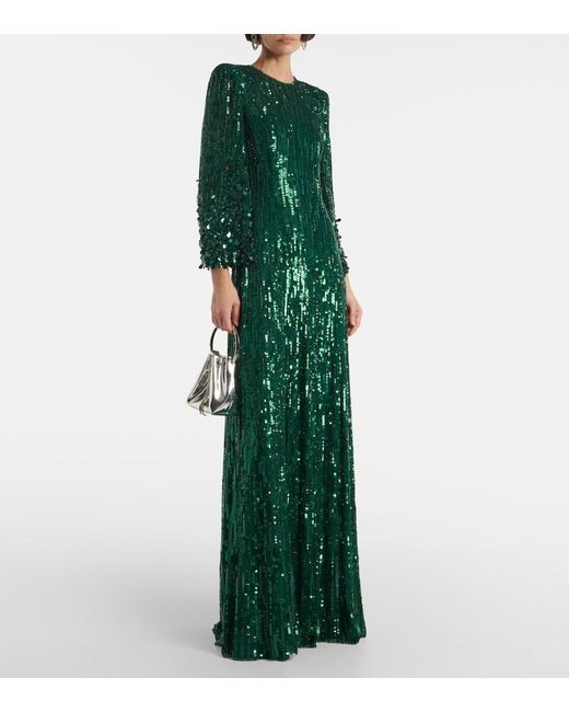 Jenny Packham Green Nymph Sequined Gown