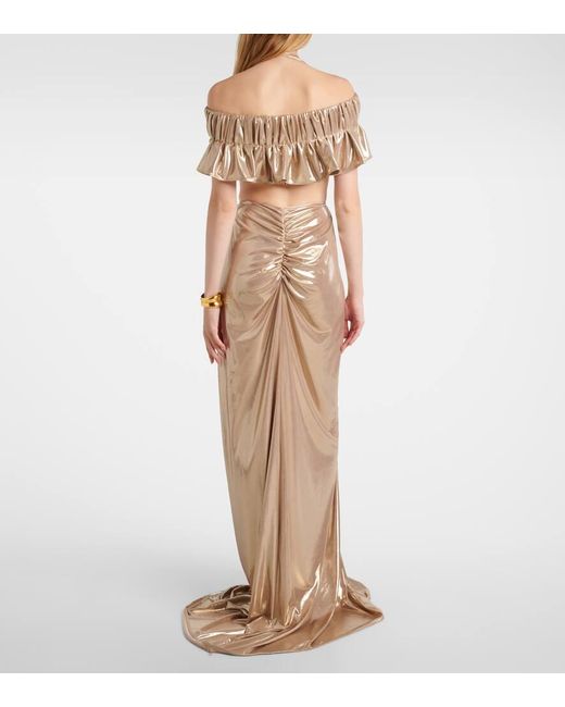 Maticevski Natural Latitude Gathered Ruffled Gown