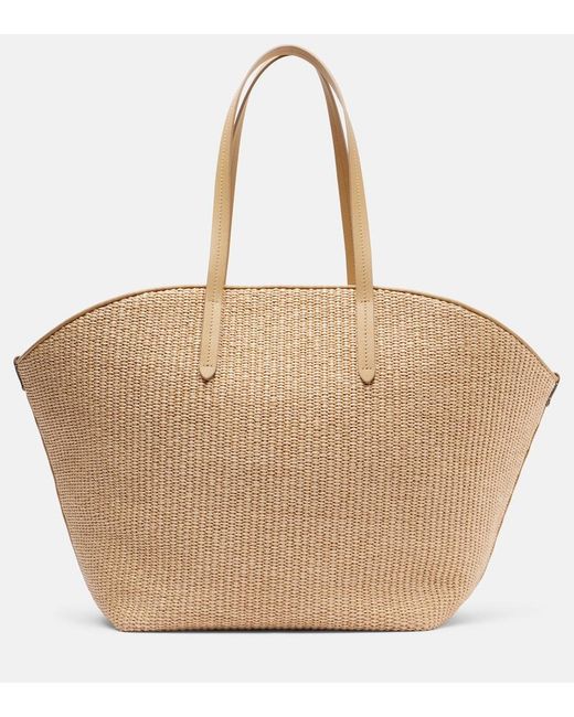 Brunello Cucinelli Natural Monili Leather-Trimmed Raffia-Effect Basket Bag