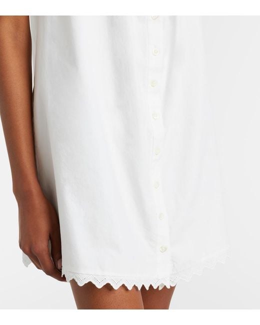 FRAME White Scalloped Cotton Poplin Shirt Dress