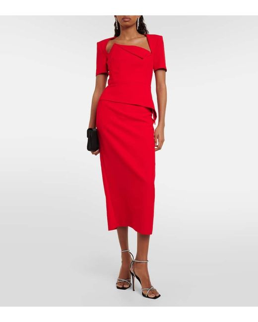 Roland Mouret Red Peplum Midi Dress
