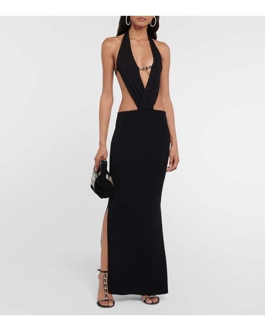 AYA MUSE Black Chain-Detail Cutout Maxi Dress