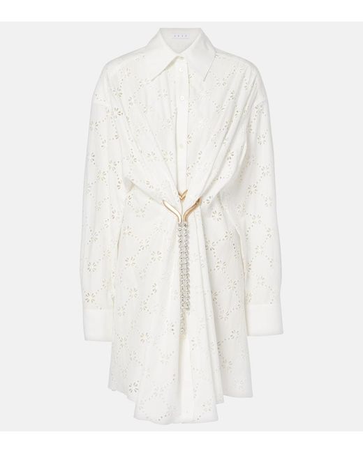 Area White Draped Cotton Shirt Dress