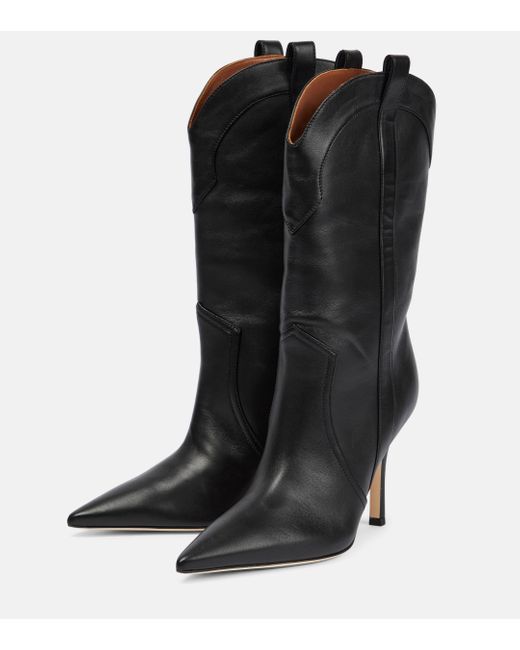 Paris Texas Black Paloma Leather Cowboy Boots