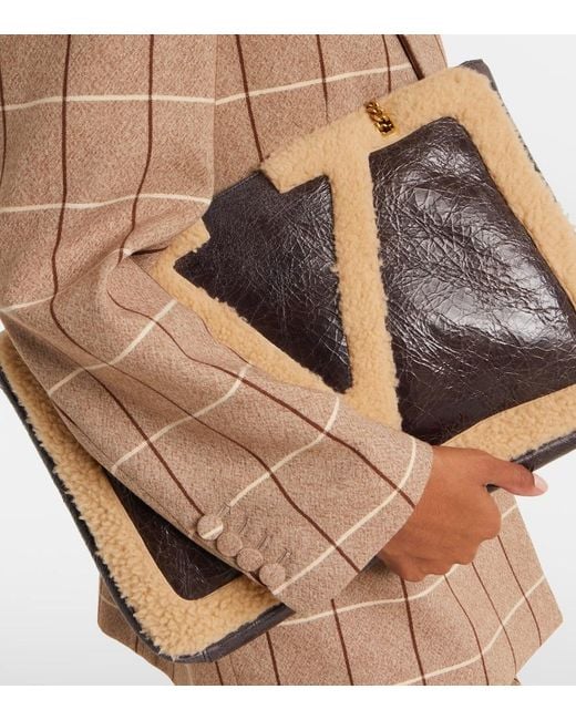 Valentino Brown Checked Double-Breasted Virgin Wool Blazer