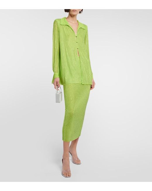 Self-Portrait Green Embellished Shirt