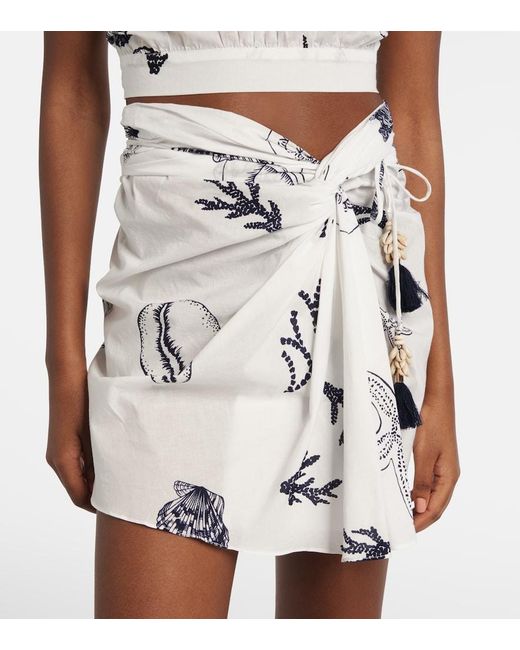 Poupette White Tilda Printed Cotton Wrap Skirt