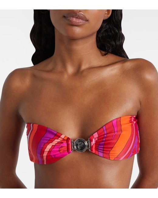 Emilio Pucci Red Bedrucktes Bandeau-Bikini-Oberteil