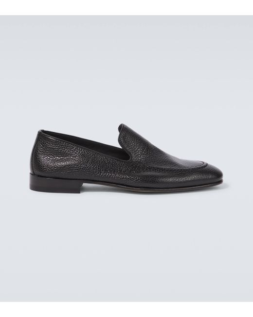Manolo Blahnik Black Truro Leather Loafers for men