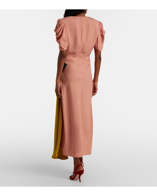 Valentino Orange Bow-Detail Draped Midi Dress