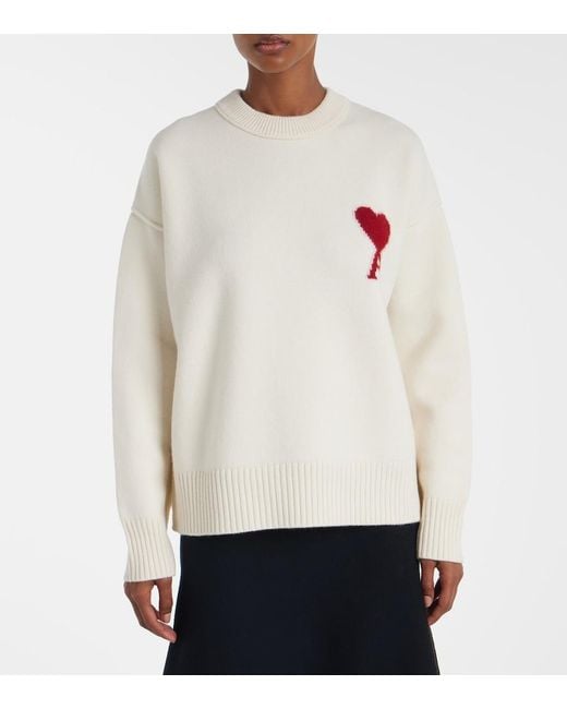 Maglione Girocollo Ami De Coeur di AMI in White