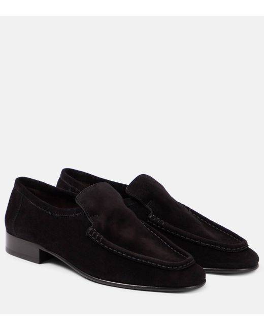 The Row Black New Soft Suede Loafers