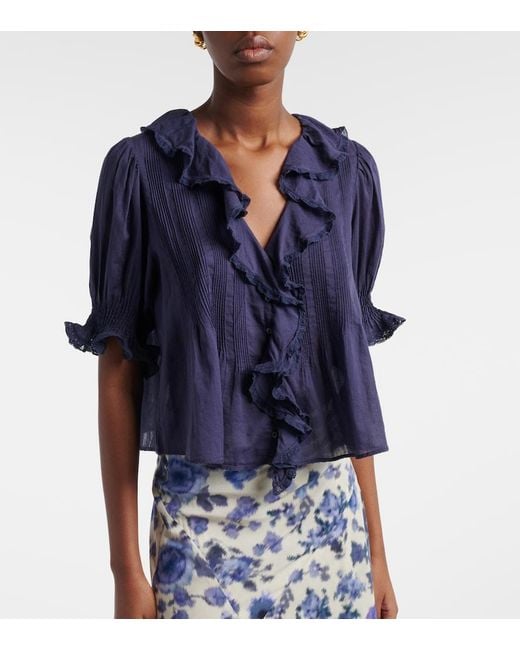 Doen Blue Top Henri Aus Baumwoll-Voile