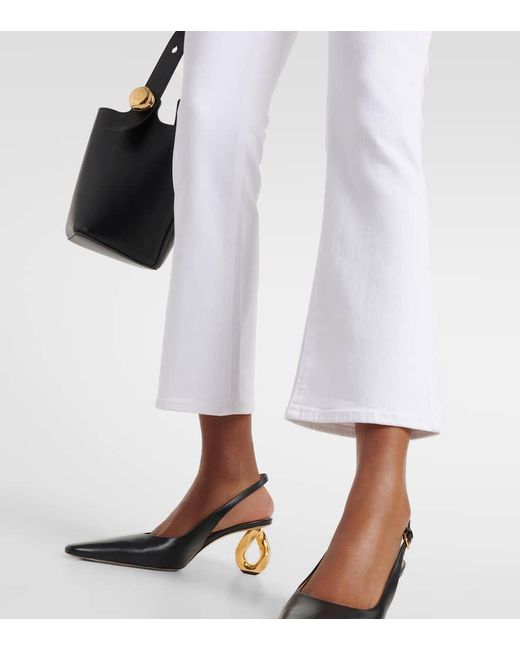 7 For All Mankind White High-Rise Cropped Flared Jeans
