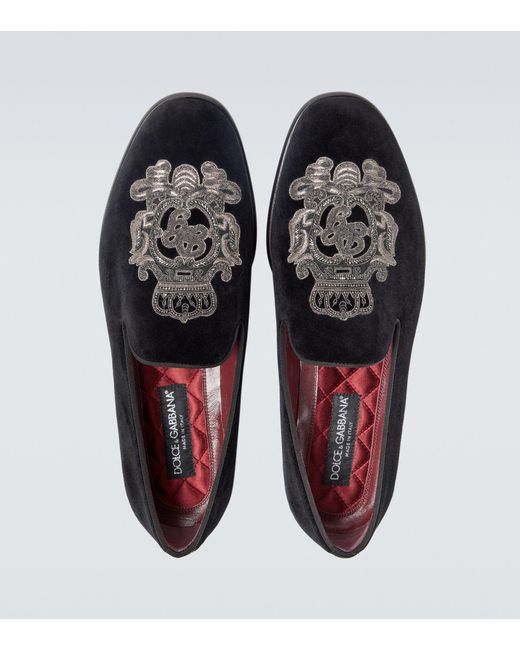 Hombre Zapatos de Zapatos sin cordones de Zapatillas de casa Slippers con cruz bordada Dolce & Gabbana de hombre de color Negro 