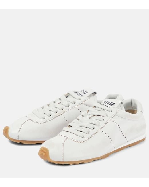 Zapatillas De Piel Miu Miu de color White