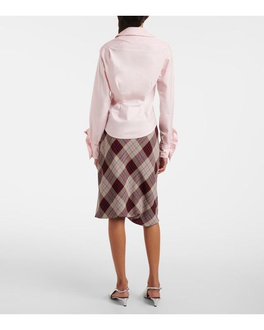 Vivienne Westwood Pink Orb Gathered Asymmetric Cotton Shirt