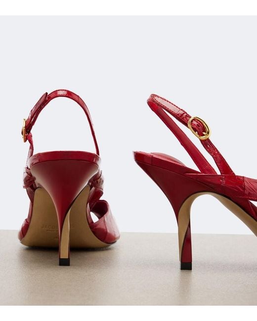 Jacquemus Red Poisson Leather Peep-Toe Pumps