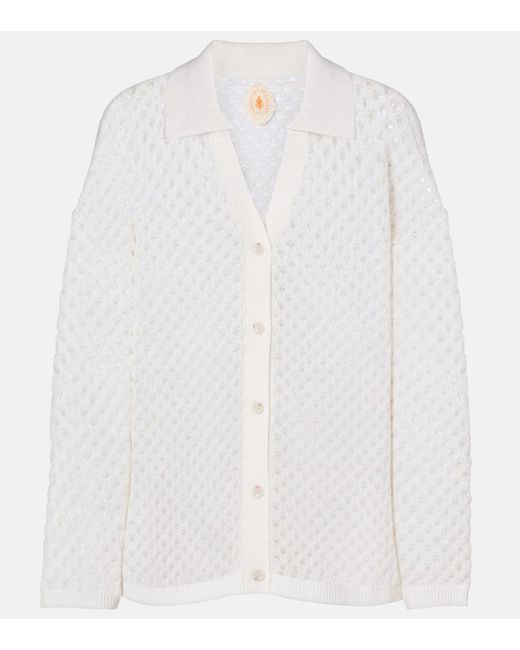 Jardin Des Orangers White Open-Knit Wool And Cashmere Cardigan