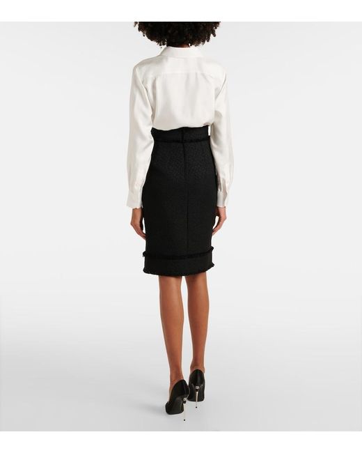 Dolce & Gabbana Black Wool-Blend Tweed Pencil Skirt