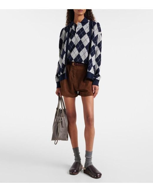 Lisa Yang Blue Riana Argyle Cashmere Sweater Vest