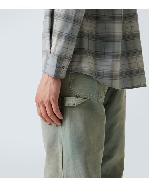 Auralee Gray Checked Wool Shirt for men
