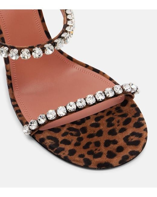 AMINA MUADDI Brown Sandalen Gigi 95 Aus Veloursleder Mit Kristallen