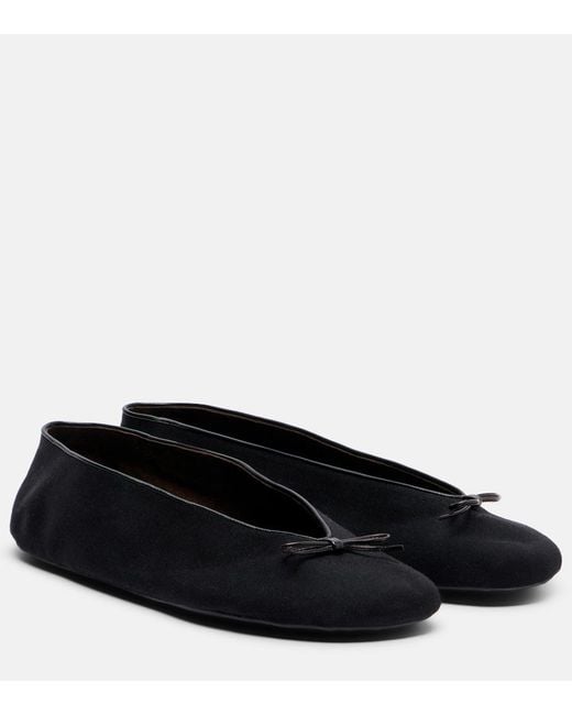 The Row Blue Fay Bow-Detail Cotton Ballet Flats