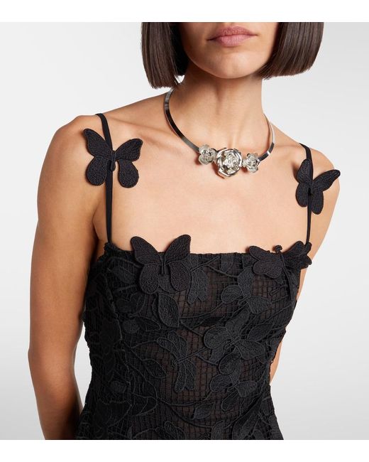 Blumarine Black Embroidered Lace Minidress