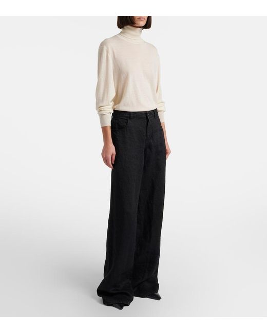 The Row Black Eglitta Linen Wide-Leg Jeans