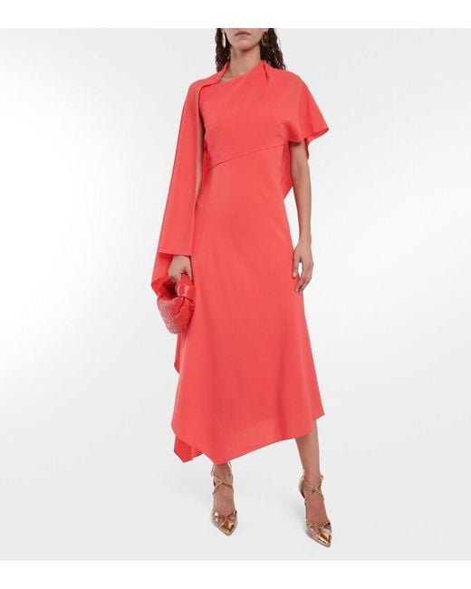 Roksanda Red Pascale Asymmetric Crepe Midi Dress