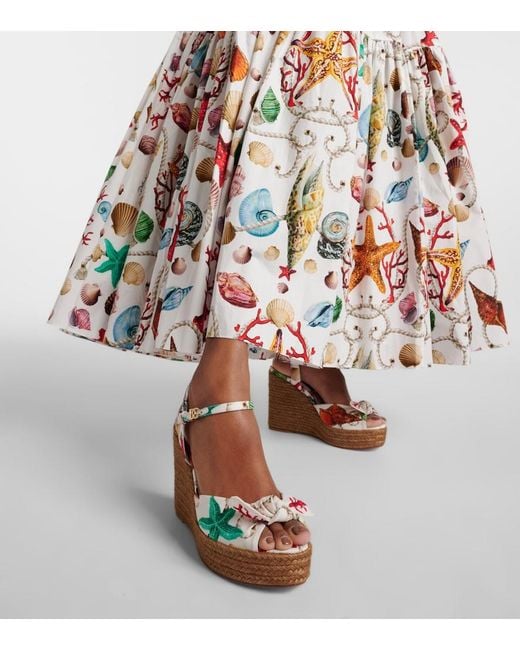 Dolce & Gabbana Metallic Capri Cava Printed Espadrille Wedges