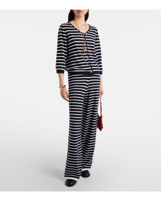 Jardin Des Orangers Blue Striped Cashmere Cardigan