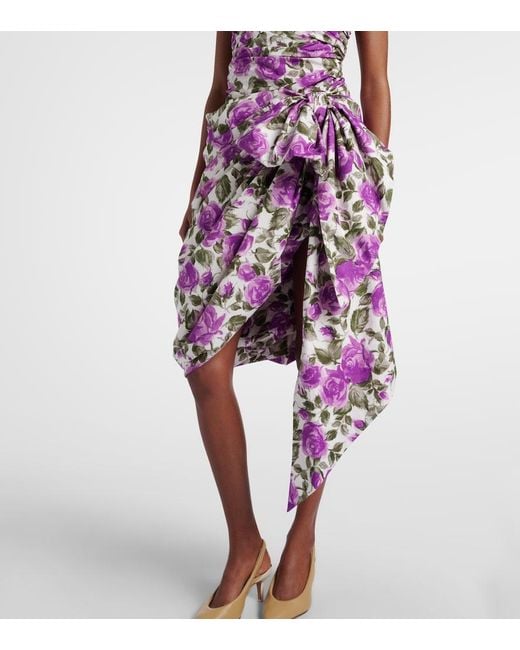 Chloé Purple Ruched Asymmetric Cotton Minidress