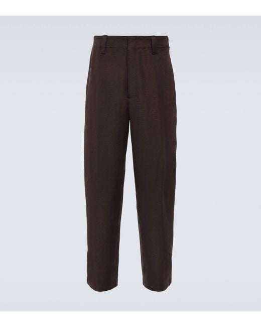 Pantalon ample en laine et lin Lemaire pour homme en coloris Brown