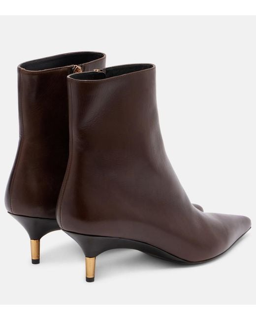 Khaite Brown Bella 55 Leather Ankle Boots
