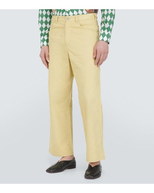 Bode Yellow Brook Cotton Canvas Wide-Leg Pants for men