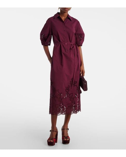 Erdem Purple Hemdblusenkleid Aus Einem Baumwollgemisch
