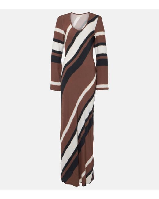 Faithfull The Brand Brown Da Costa Striped Maxi Dress
