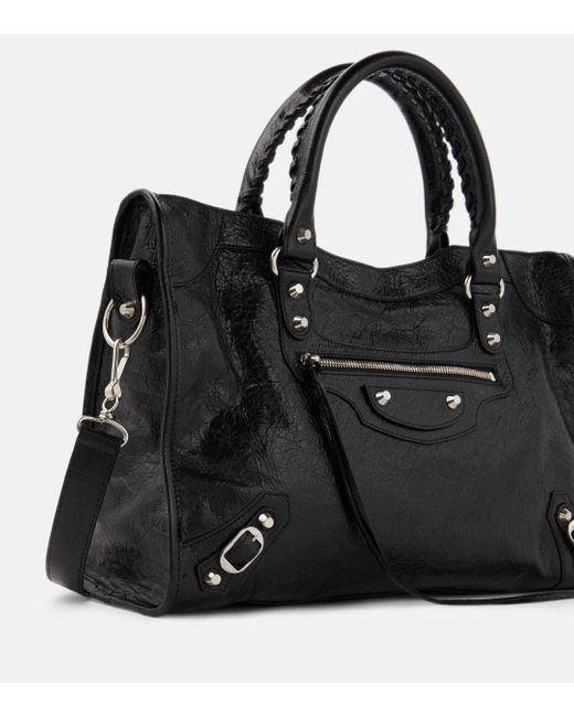 Balenciaga Black Le City Medium Leather Shoulder Bag