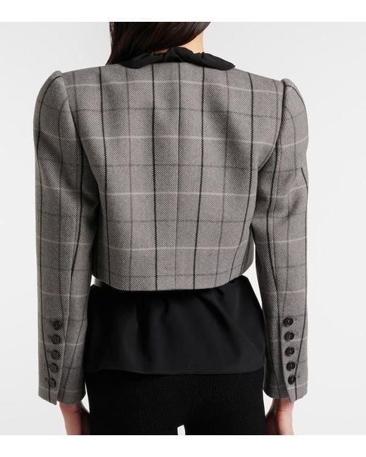 Chloé Gray Checked Cropped Wool Jacket