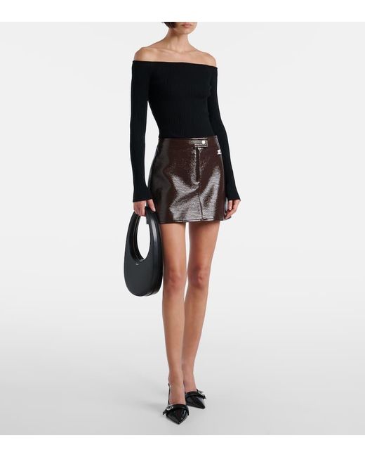 Courreges Black Off-Shoulder-Top Aus Rippstrick