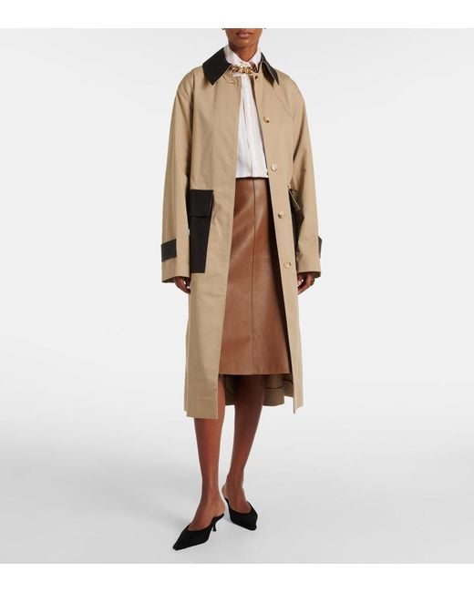 Joseph Natural Zaman Leather-Trimmed Cotton Trench Coat
