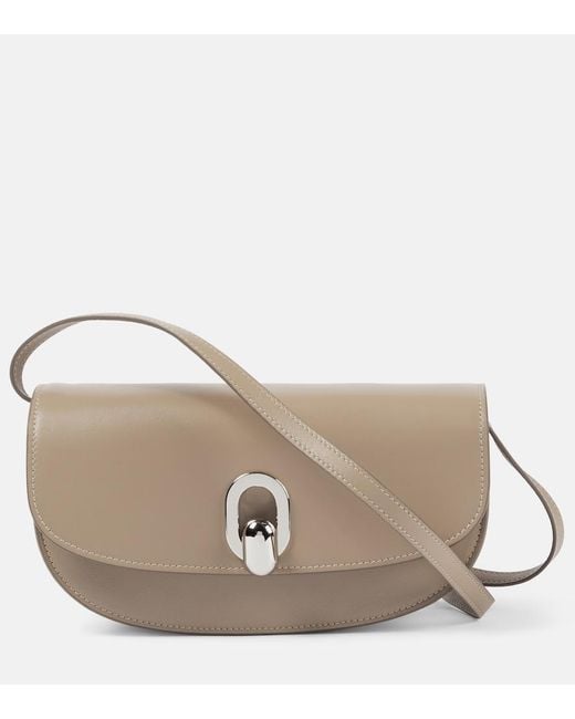 SAVETTE Brown Tondo Crescent Leather Shoulder Bag