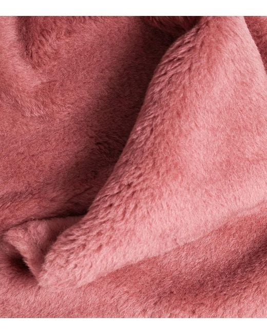Max Mara Pink Full Alpaca Wool-Blend Teddy Scarf