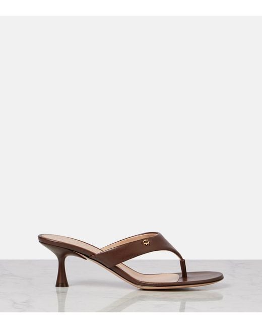 Gianvito Rossi Brown Ascent 55 Leather Thong Sandals