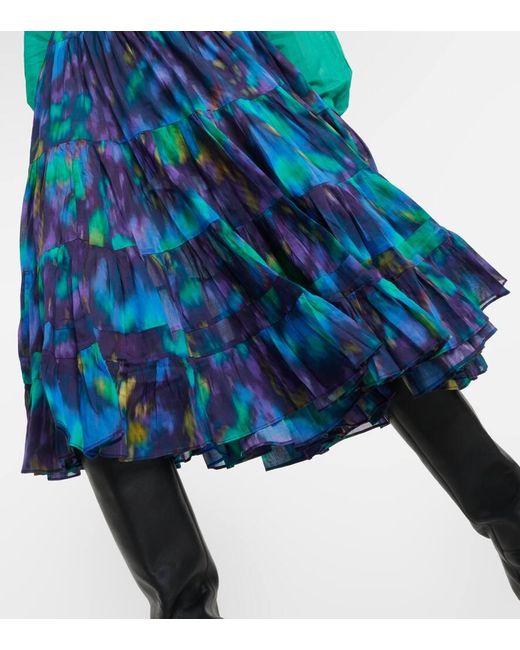 Falda midi Elfa de algodon estampada Isabel Marant de color Blue