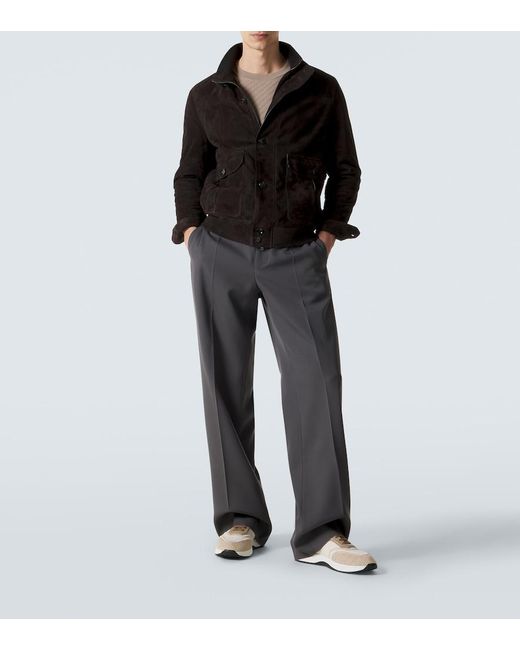 Brioni White Leather-Trimmed Sneakers for men