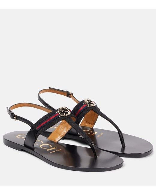 Gucci Black Sandalen Interlocking G Aus Canvas